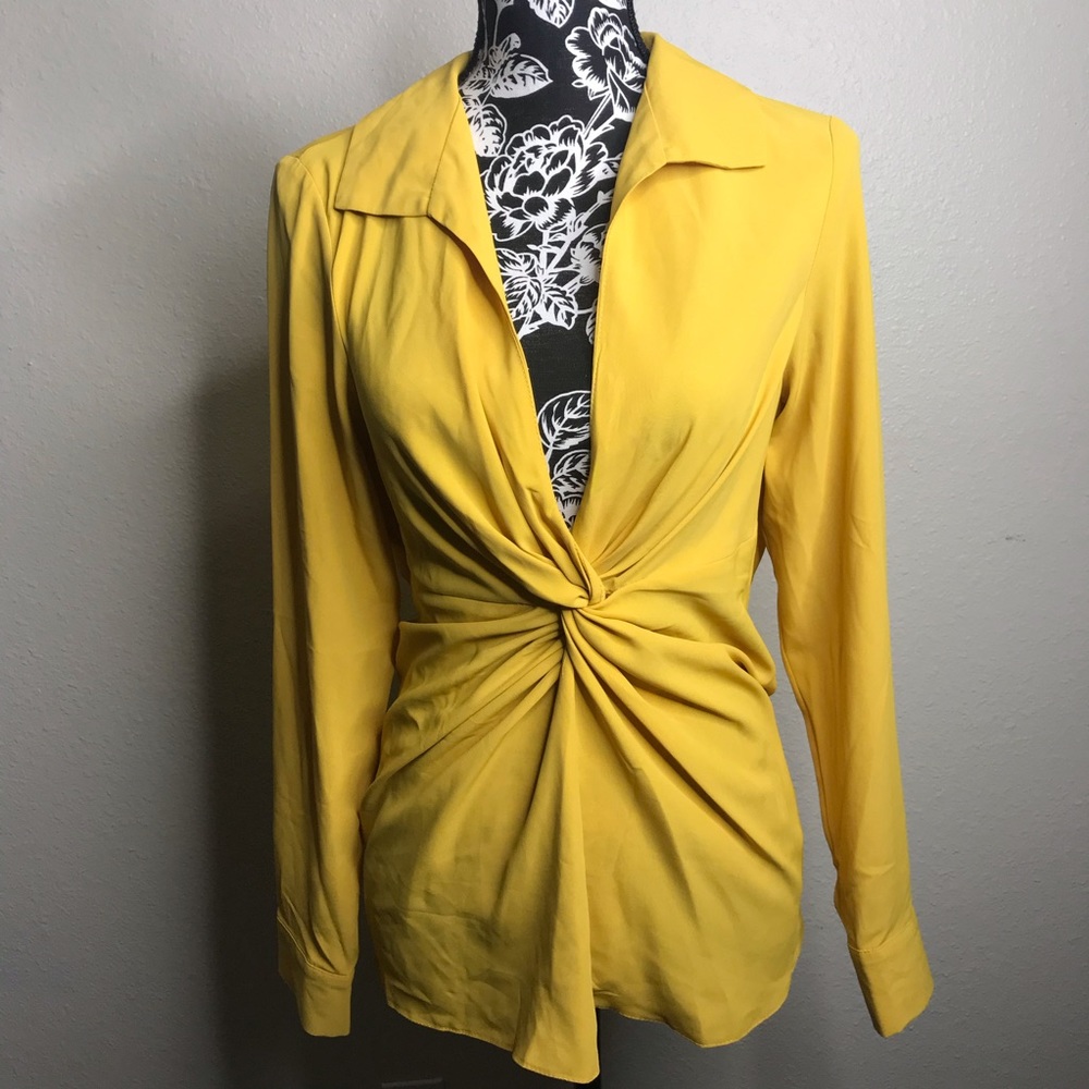 ASOS long sleeve mustard wrap shirt
